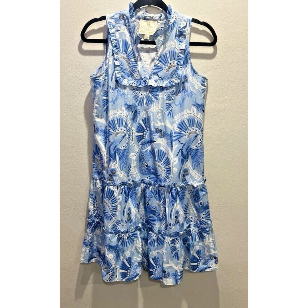 Sail to Sable Blue Bradley Bib A Line Dress Boho Cottagecore Resort Size XS - Picture 3 of 10